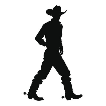 Cowboy silhouette walking forward in western boots