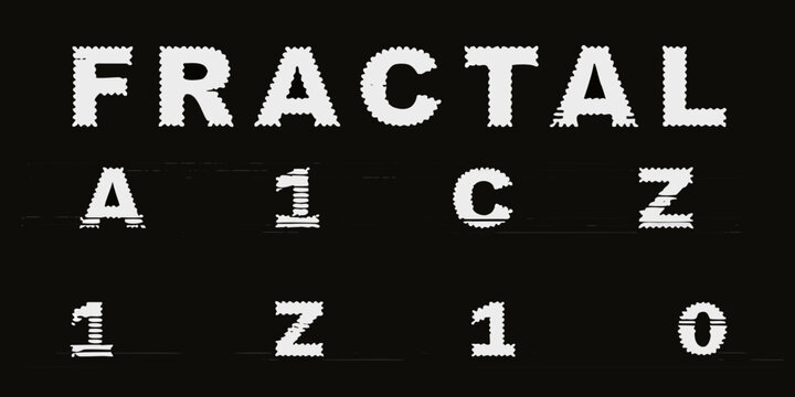Fractal style alphanumeric characters on black background