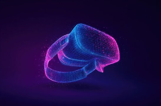 Floating neon mesh virtual reality goggles