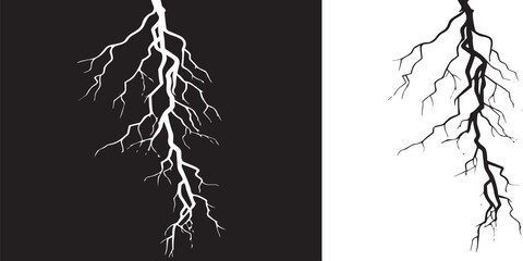 White lightning bolt striking down in darkness abstract energy natural phenomenon isolated © mohhamad