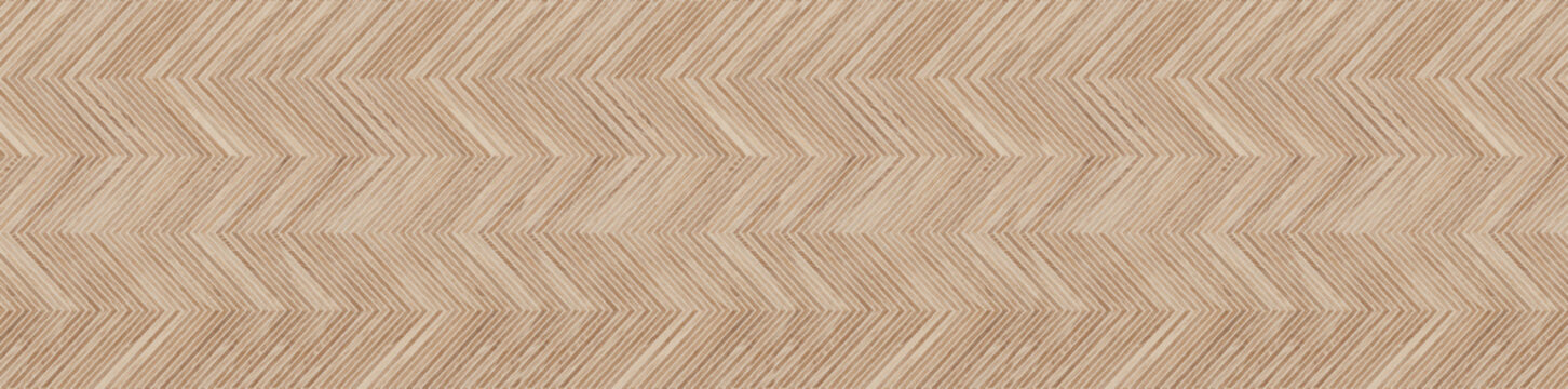 Seamless herringbone wood parquet texture with thin brown stripes and detailed timber grain