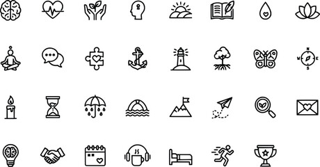 Collection of diverse flat icons with transparent background for various themes © AFSONA