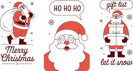 Festive christmas illustrations santa gifts and holiday greetings silhouette set © Abdullah