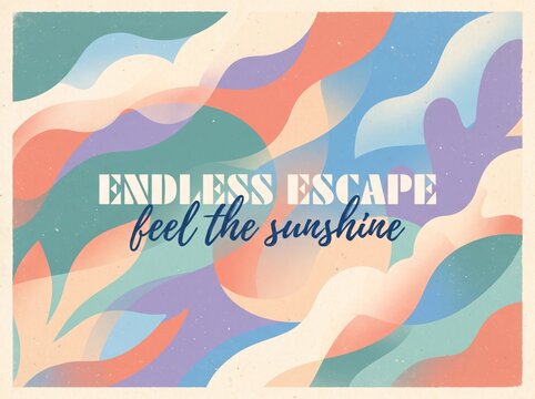 Endless escape feel the sunshine abstract retro art poster