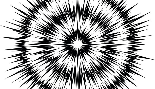 Abstract black and white comic book speed lines explosion background vector illustration showing radial sunburst ray force or shockwave burst.