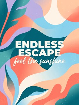 Endless escape inspirational quote on abstract fluid waves