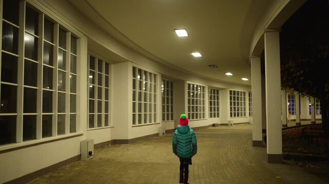 Beautiful little girl walking on Sopot, Poland