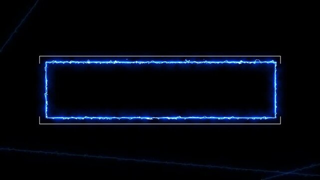 Glowing Blue Electric Energy Rectangle Frame Video, Cyberpunk Neon Title Box Overlay Motion Graphic