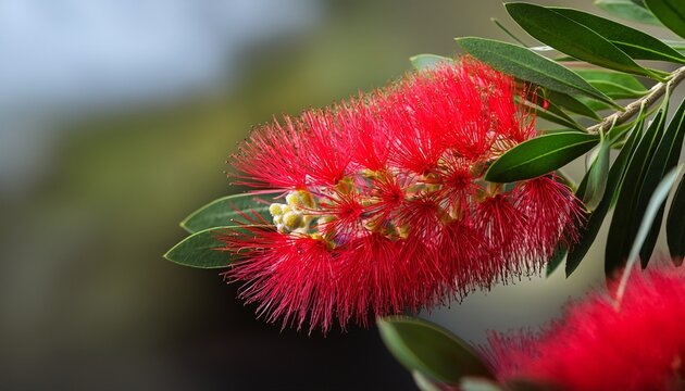 Red Callistemon Coccineus Bottlebrush Flower
