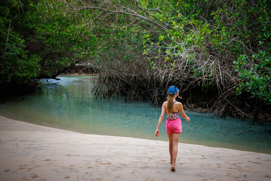 Galapagos Lagoon, young girl