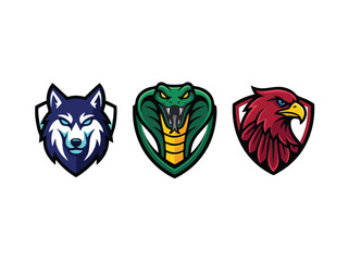 Set of aggressive animal sports mascot logos
