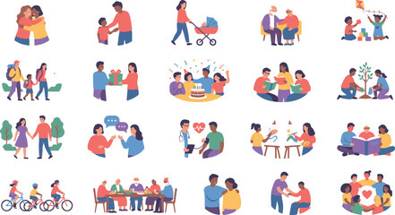 Fototapeta premium People Social Interaction Flat Character Illustration Collection