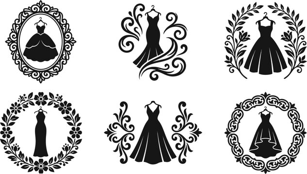 Elegant wedding vector bundle bridal gown illustrations for invitations stationery wedding design projects