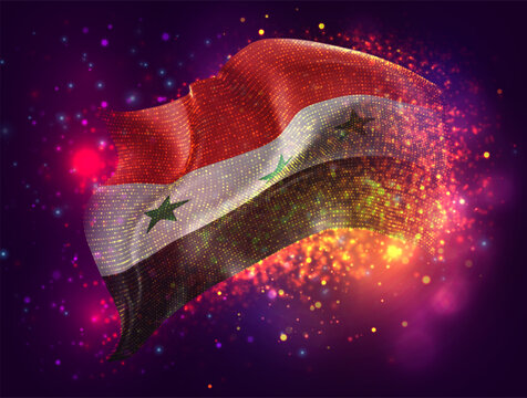 Syria, vector 3d flag with a splash of paint dots, explosion of colored dots