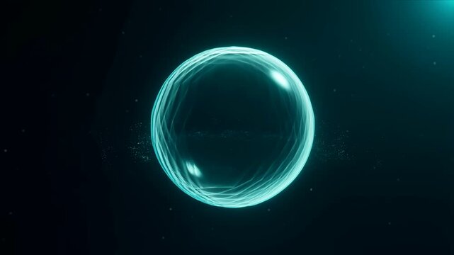 Futuristic sphere cyber shield glowing energy portal for corporate technology presentation background
