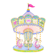 Colorful Carousel Illustration © Yayamoonsun