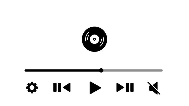 Animation of timeline bar of moving audio music player with transparent track, multimedia concept, music equalizer bar icon, audio waveform, sound visualizer concept.