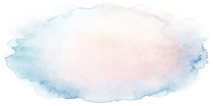 Soft blue and pink watercolor cloud shape