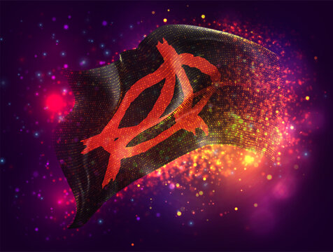 Anarchy, vector 3d flag with a splash of paint dots, explosion of colored dots