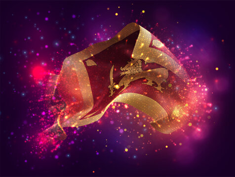 Sri Lanka, vector 3d flag with a splash of paint dots, explosion of colored dots