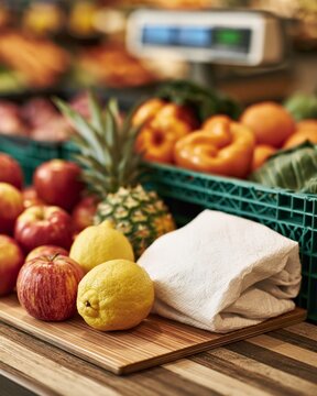 Produce Quality Photo Mat with Fresh Fruits at Pickup Prep Table