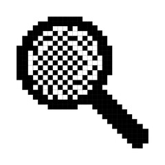 Fototapeta premium Pixelated Magnifying Glass Icon, Digital Search Symbol, Retro Interface Element