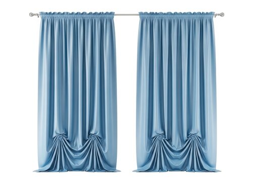 Elegant blue draped curtains with swag valance for a stylish window