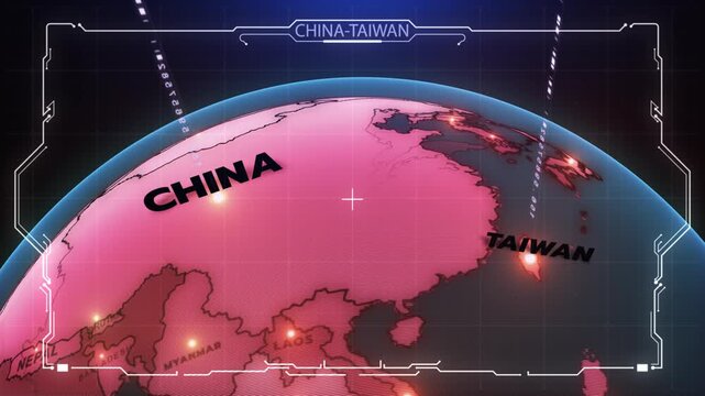 a digital map of East Asia highlighting Taiwan, China, nearby countries like Laos, Myanmar, Taiwan map, China map,
