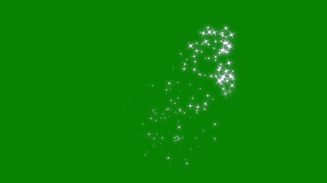 Fairy dust wand glitter trail animation with sparkling star line 2d animation, magic line dust pixie dust path and glittering star line effect.seamless twinkling line star burst on green screen.4k