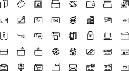 Fototapeta premium Collection of various office and business related icons with transparent background