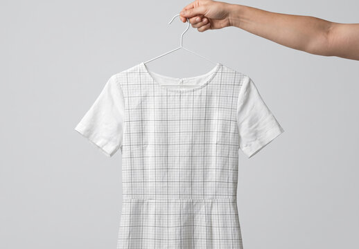 Dress Hanger Hold by Hand Mockup