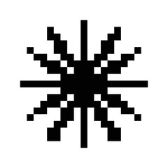 Fototapeta premium Pixel Art Starburst Icon Black White Isolated
