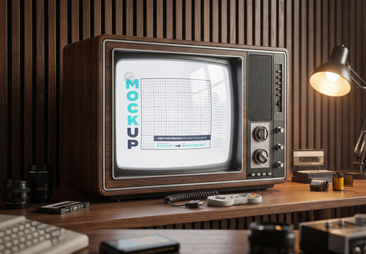 Retro Tv Vintage Scene Screen Mockup