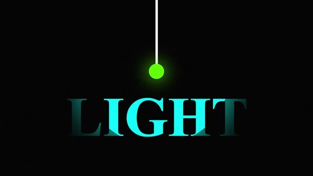 Swinging Green Pendulum Light Bulb Revealing Cyan LIGHT Text