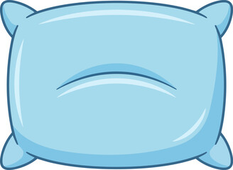 Illustration of a blue cartoon pillow with a simple design isolated on white background, showcasing a soft and comfortable appearance suitable for bedding or sleeprelated themes