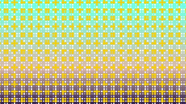 Abstract digital pixel art background with vibrant gradient colors and geometric square pattern design