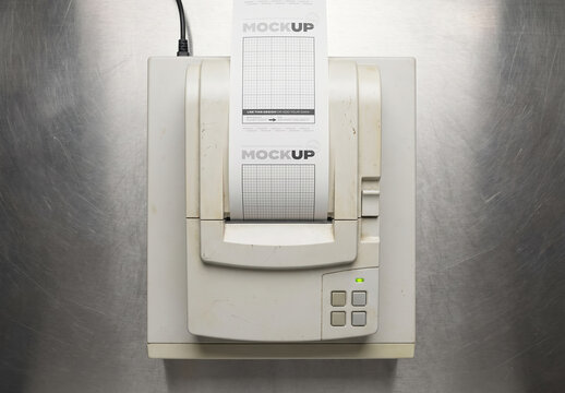 Ticket Machine Printing Receipt Branding Mockup