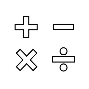 Four basic math operation symbols set