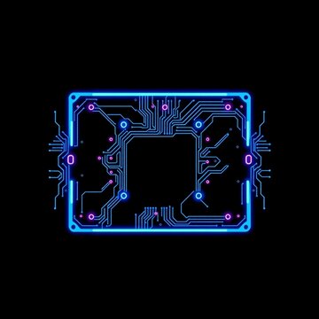 Glowing Blue Circuit Board Frame