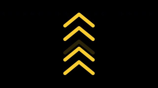 Swipe Up Chevron Arrows Gold Conveyor Rise Fade Loop Transparent Background Alpha Motion Graphics