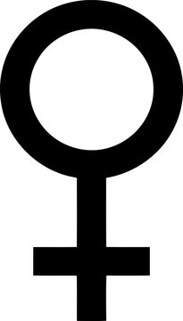 Female gender symbol, venus symbol, black icon, isolated on white background