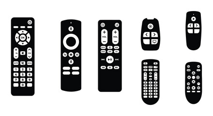 Black Remote Controls And Gamepad Flat Vector Illustration © nurjahan