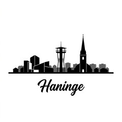Fototapeta premium Haninge Sweden Skyline Silhouette – Stockholm Region Community Vector Illustration