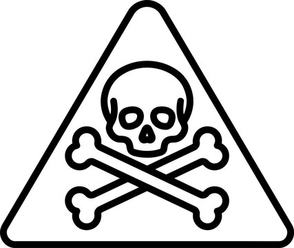 Skull and crossbones warning sign icon