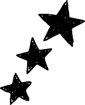 Three handdrawn stars isolated on white background