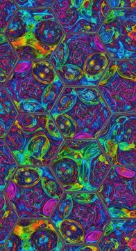 Abstract colorful liquid bubbles pattern with vibrant neon light effects