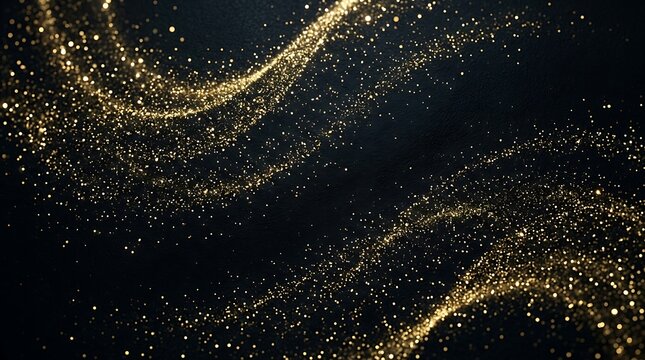 Golden glittery smoke trail against black background