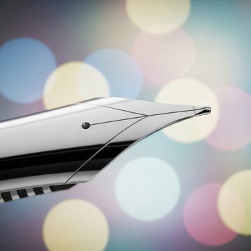Shiny silver fountain pen nib for writing and professional calligraphy