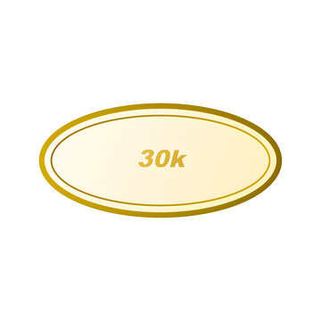 Gold elliptical badge icon with 30k text graphic resource