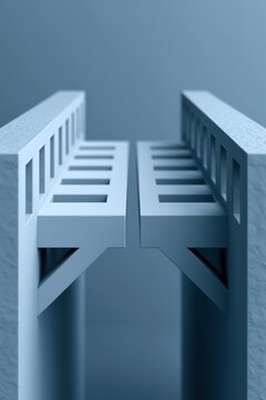 Two bridge segments ending at walls with empty gap symbolizing partnership stalemate